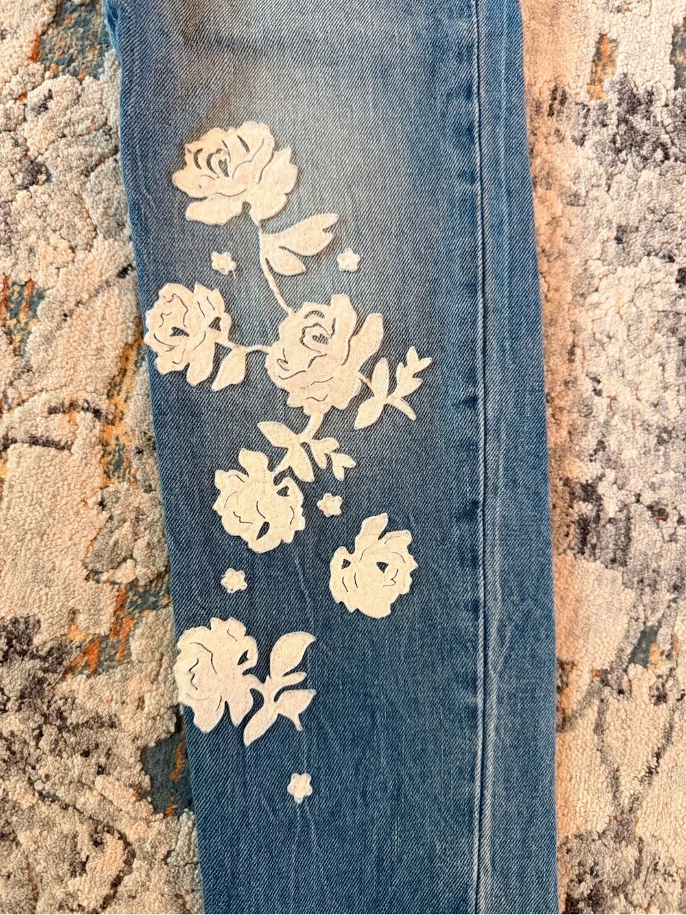 GAP Straight Leg Jeans with White Flower Appliqué Details